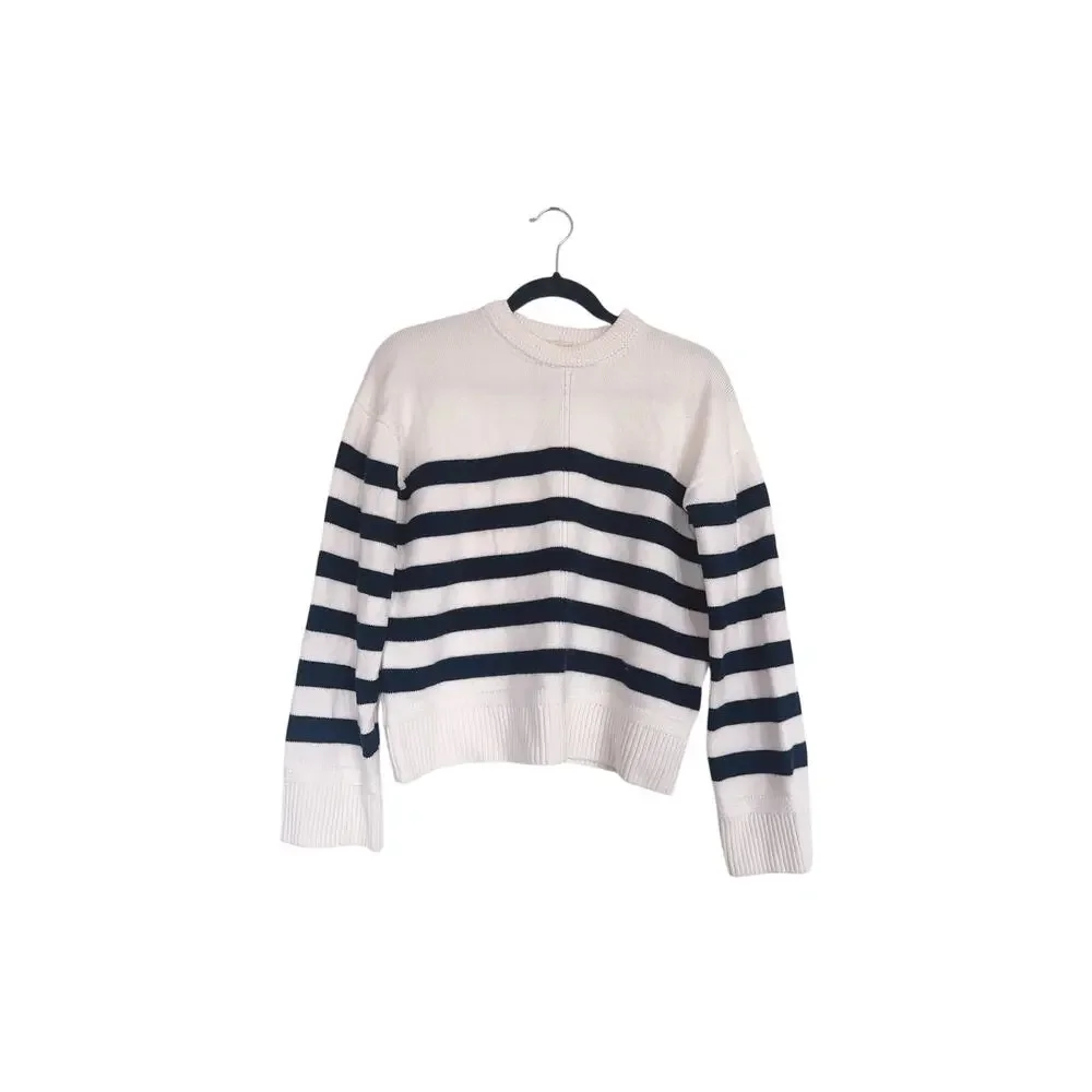 Sezane Bastien wool Sweater Ecru Marine Striped Knit Pullover M - Picture 5 of 10